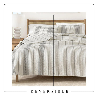Classic Farmhouse Stripe Reversible Quilt Set – Wesley Collection – view 23