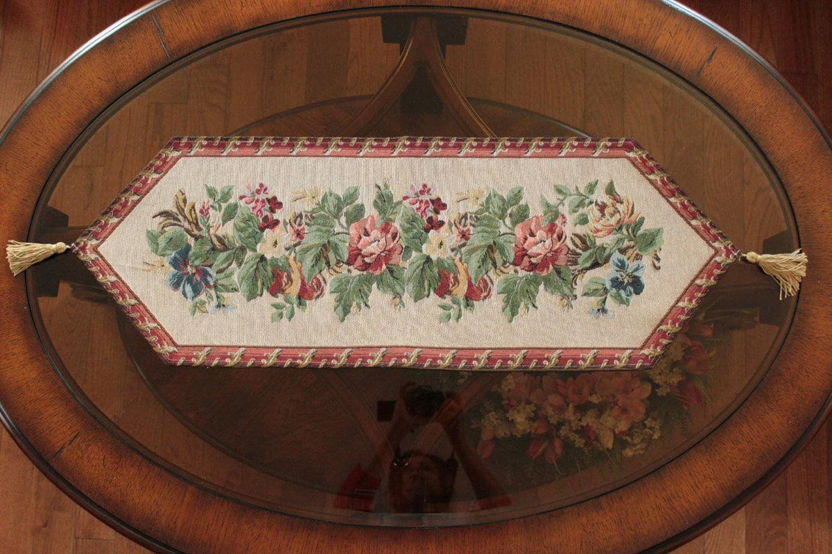 Festive Red Yuletide Blooms Woven Holiday Table Runner – view 2