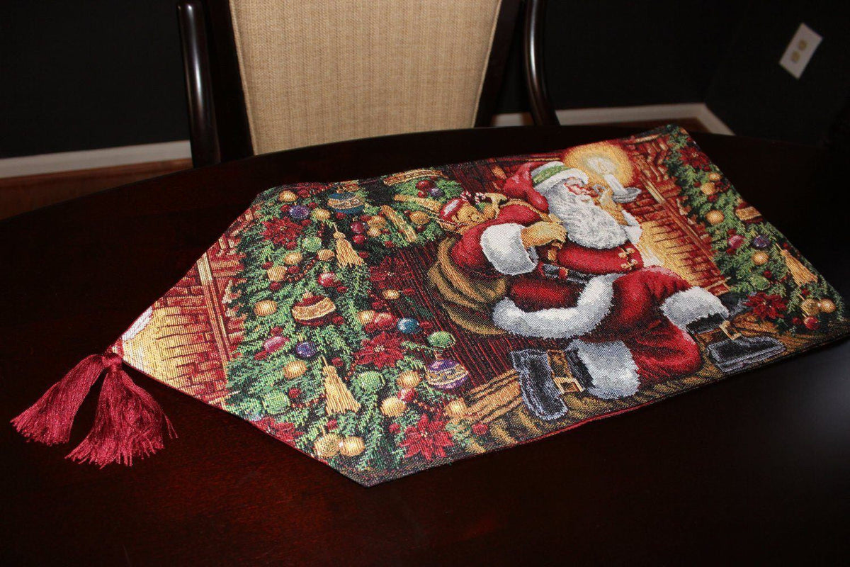 Festive Woven Tapestry Table Runner, St. Nicholas Design