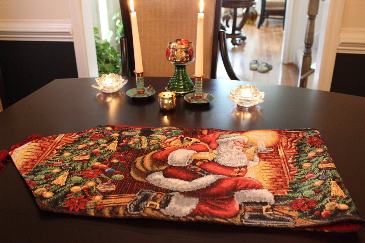 Down the Chimney St. Nicholas Woven Tapestry Christmas Table Runner – view 4