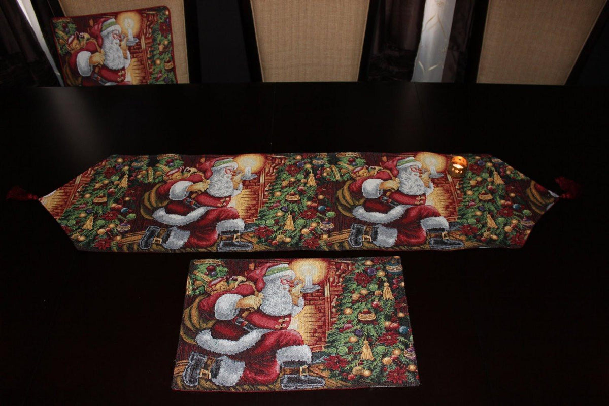 Down the Chimney St. Nicholas Woven Tapestry Christmas Table Runner – view 3