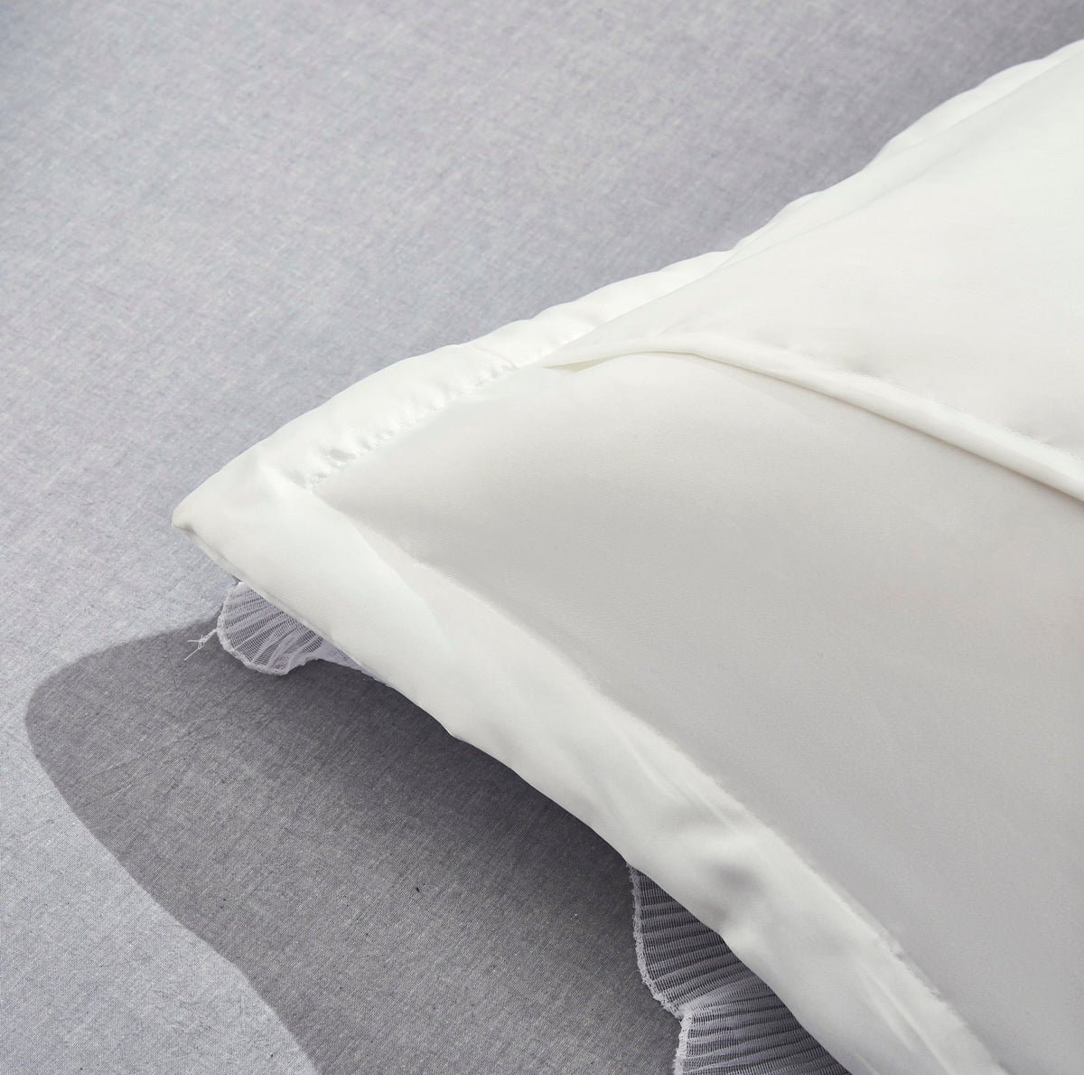 Delicate Rose White and Pink Satin Ruffle Euro Sham, 26 x 26 – view 3