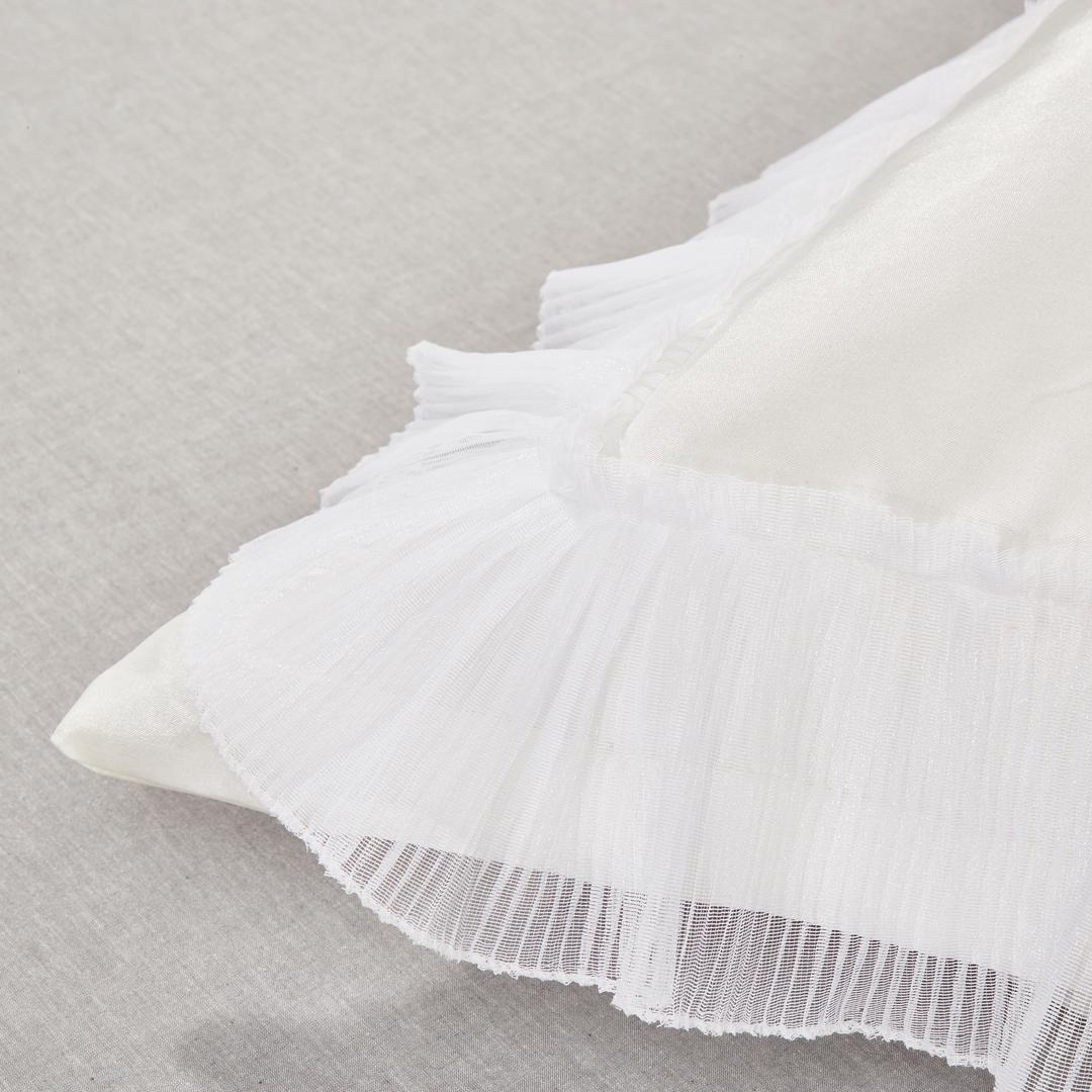 Delicate Rose White and Pink Satin Ruffle Euro Sham, 26 x 26 – view 2