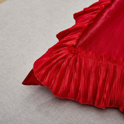 Romantic Red Rose Satin Ruffle Victorian Euro Sham, 26 x 26 – view 4