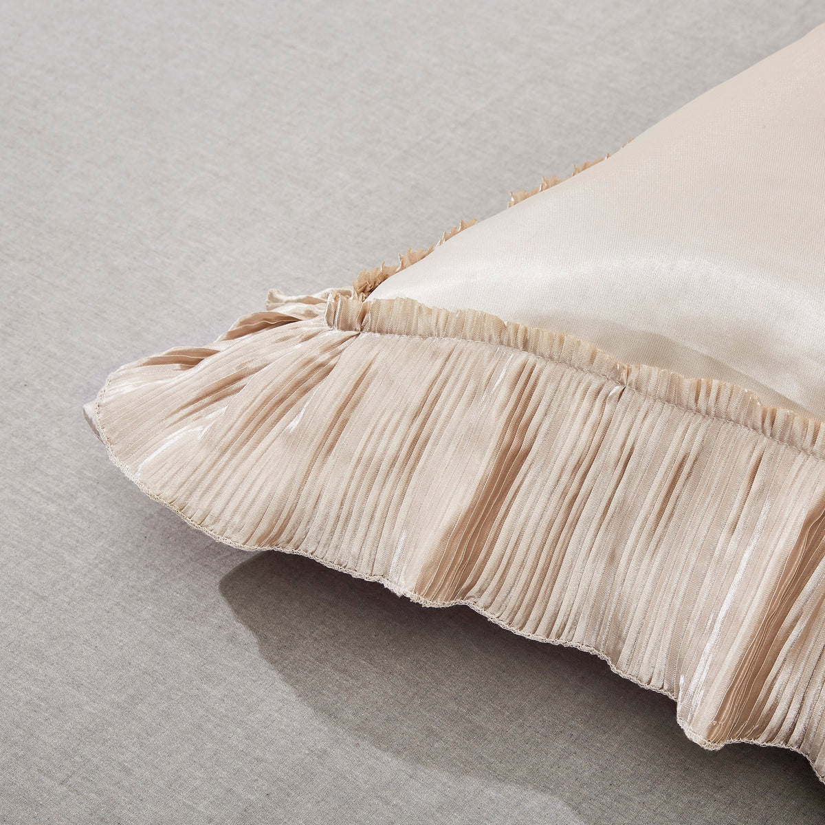 Sweet Victorian Cream Beige Satin Lace Ruffle Euro Sham, 26 x 26 – view 3