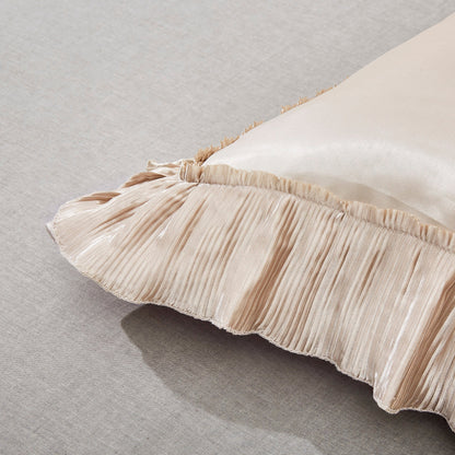 Sweet Victorian Cream Beige Satin Lace Ruffle Euro Sham, 26 x 26 – view 3