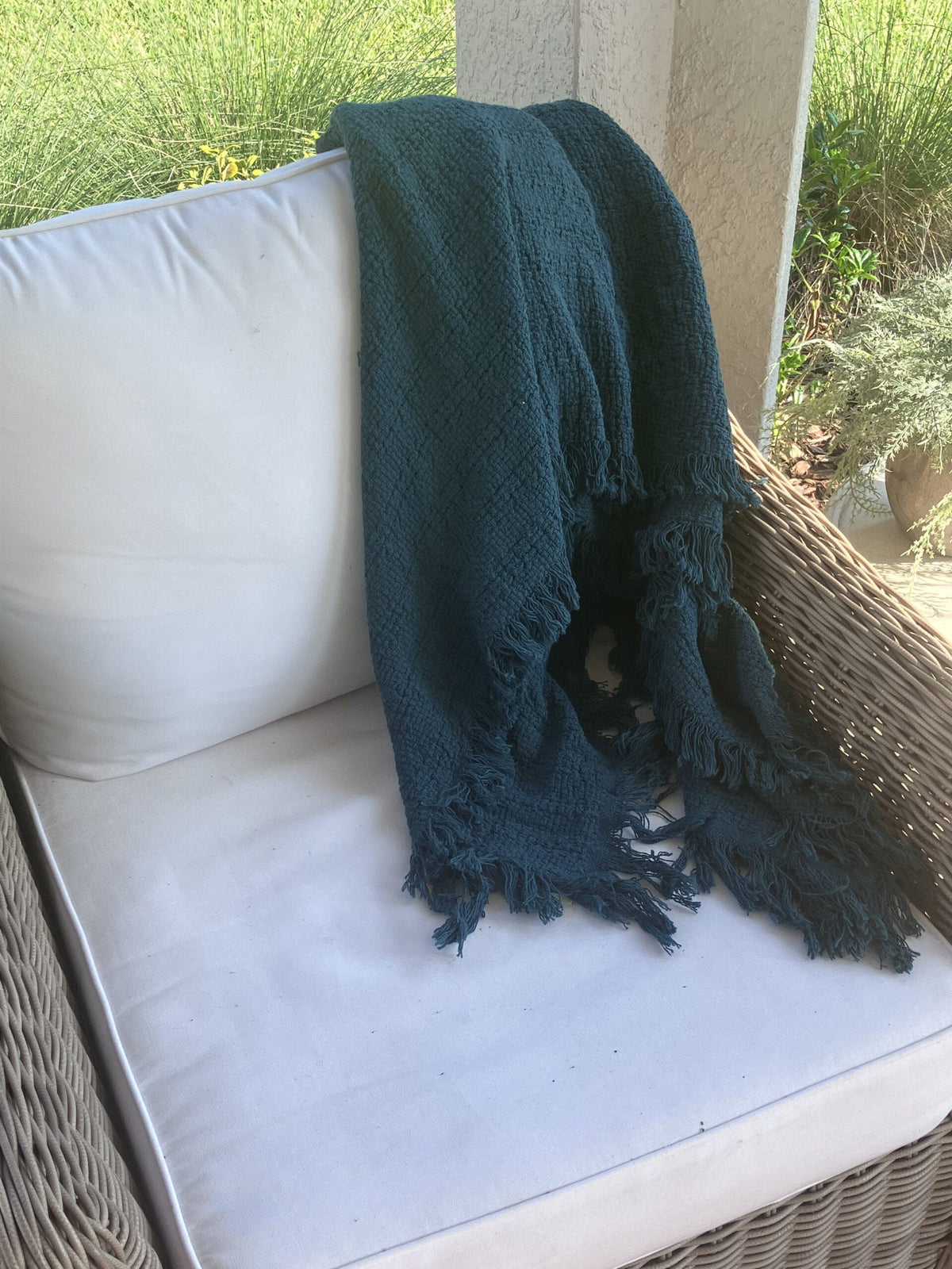 100% Cotton Fringed Throw Blanket, 52 x 65 Inch – view 3