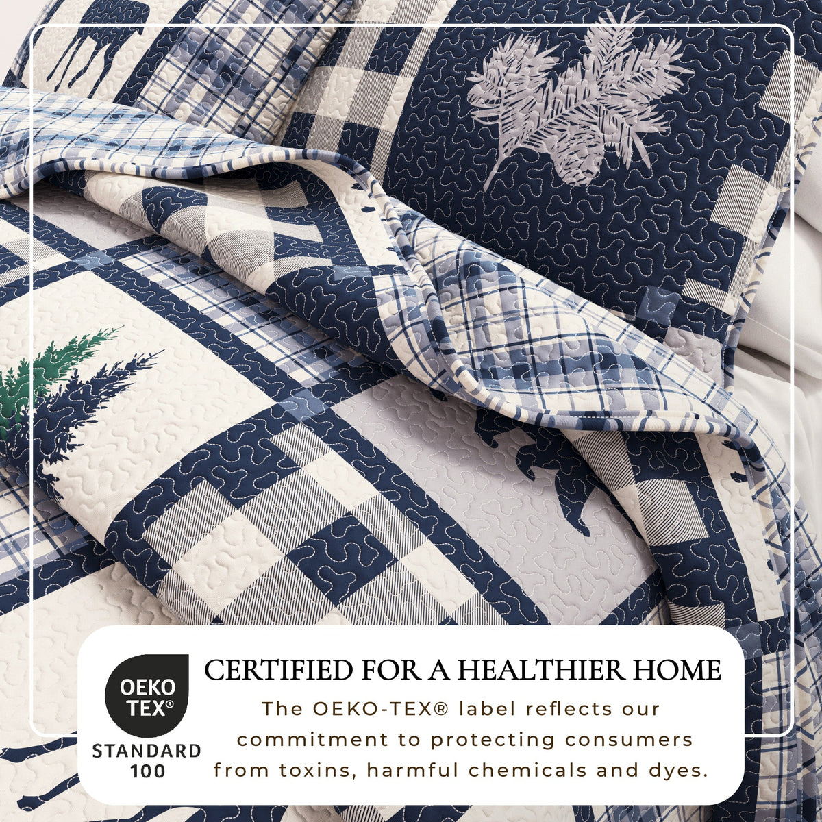 Reversible Plaid Lodge Quilt Set with Shams – Stonehurst Collection – view 8