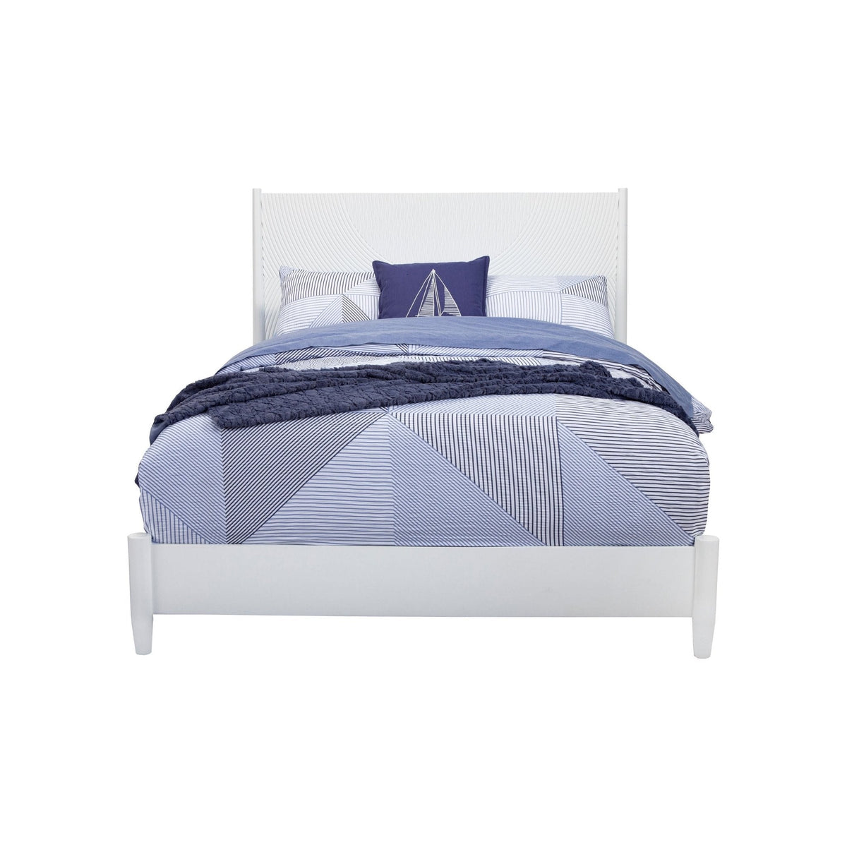 Tranquility Mid-Century Mahogany Bed in Classic White – view 5