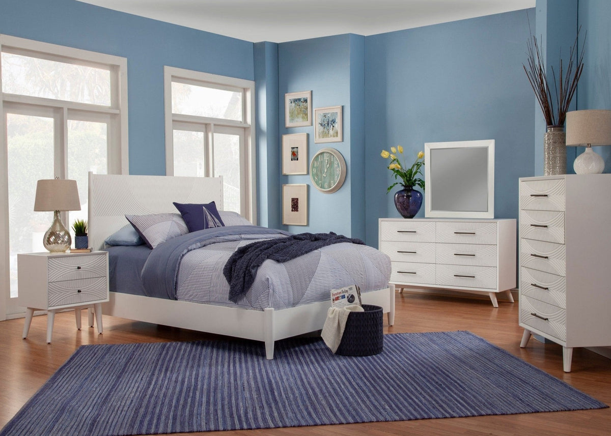 Tranquility Mid-Century Mahogany Bed in Classic White – view 2