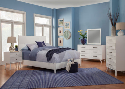 Tranquility Mid-Century Mahogany Bed in Classic White – view 2
