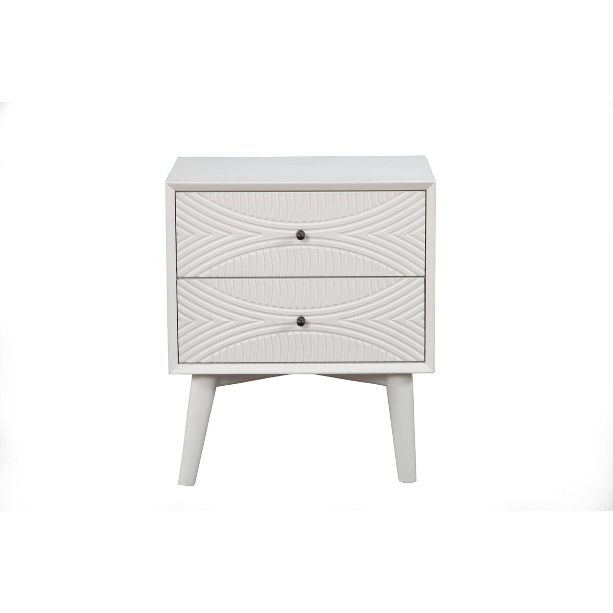 Tranquility White Mahogany Nightstand with Two Felt-Lined Drawers – view 3