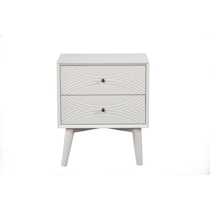Tranquility White Mahogany Nightstand with Two Felt-Lined Drawers – view 3