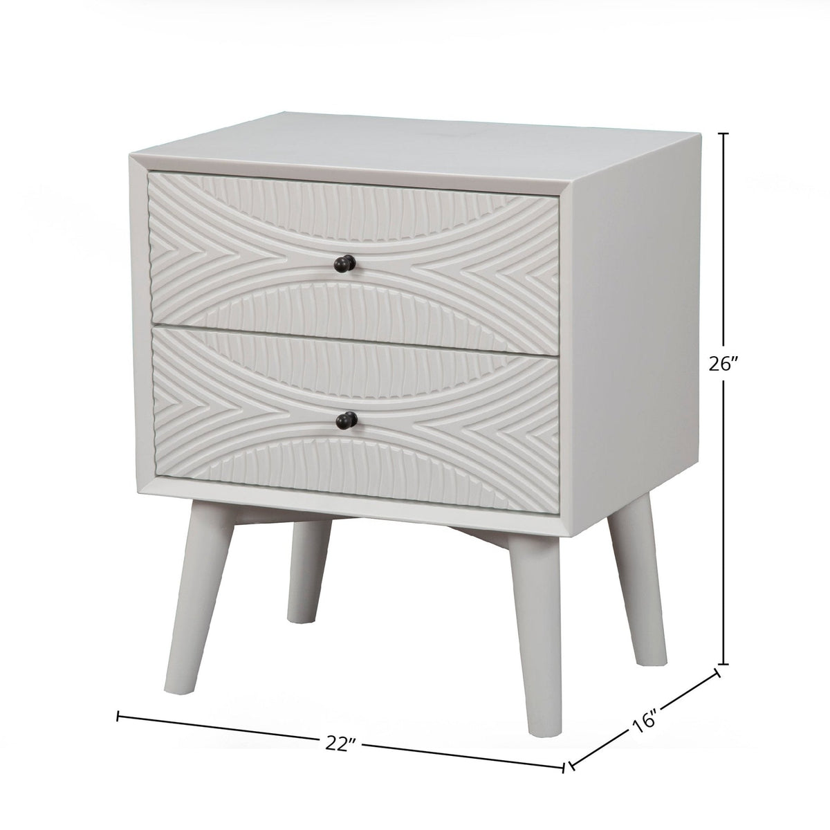 Tranquility White Mahogany Nightstand with Two Felt-Lined Drawers – view 5