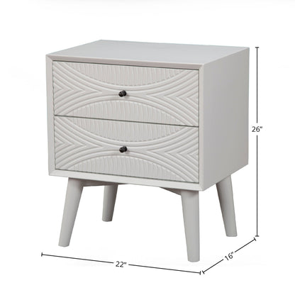 Tranquility White Mahogany Nightstand with Two Felt-Lined Drawers – view 5