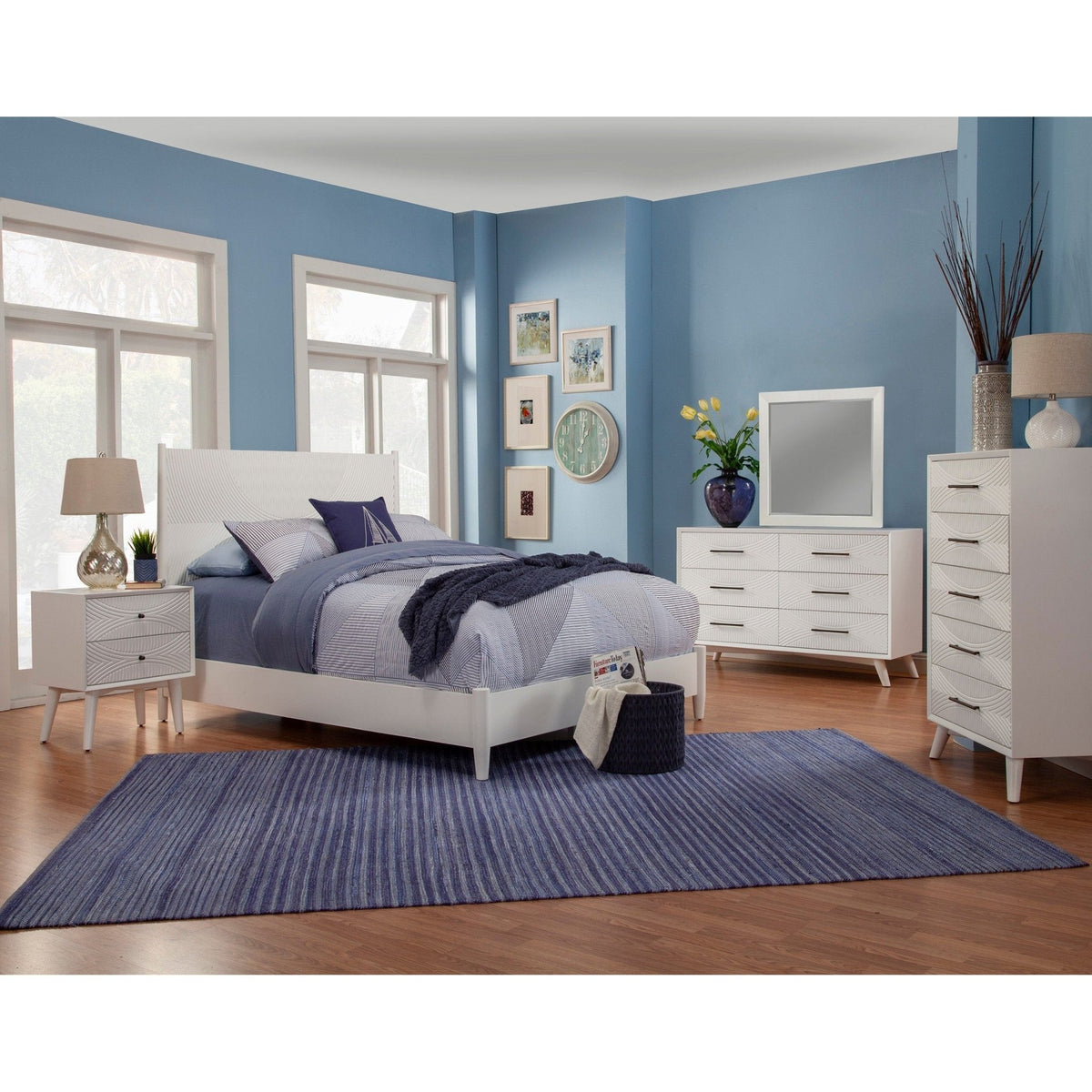 Tranquility White Mahogany Nightstand with Two Felt-Lined Drawers – view 4