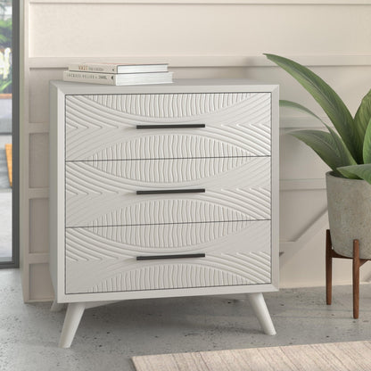 Mahogany Wood Small Chest with Dovetail Drawers, White Finish