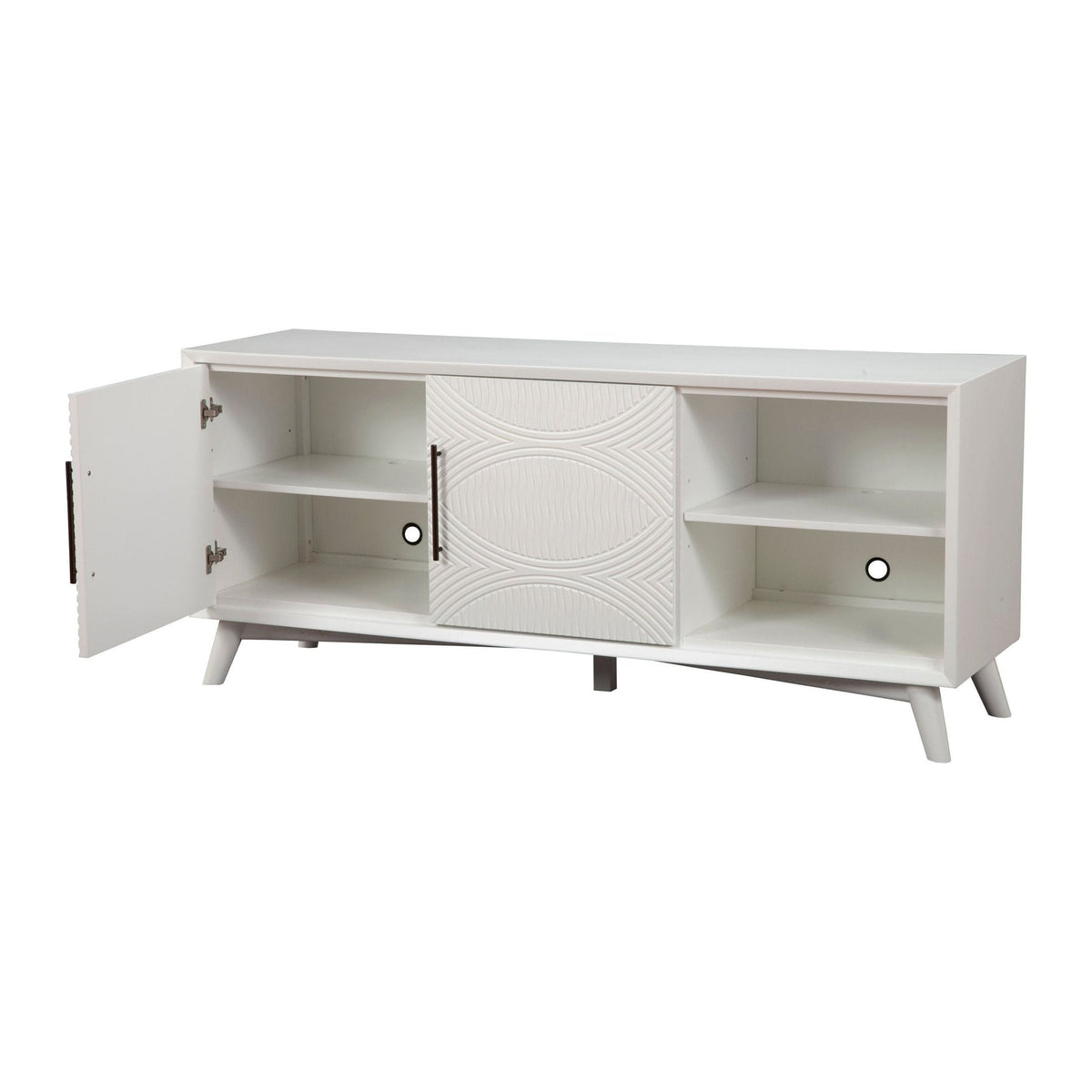 Tranquility White Mahogany TV Console with Dovetail Drawers – view 3