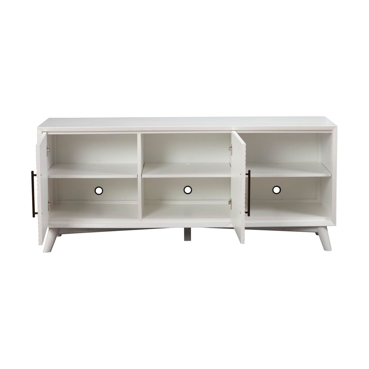 Tranquility White Mahogany TV Console with Dovetail Drawers – view 4