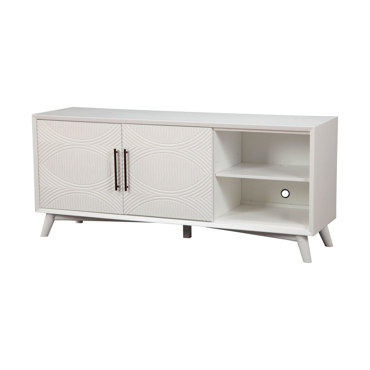 Tranquility White Mahogany TV Console with Dovetail Drawers – view 6