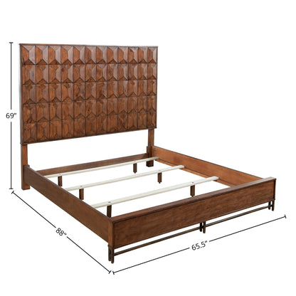 Trig Geometric Bed with Oversized Headboard and Bronze Metal Base – view 10