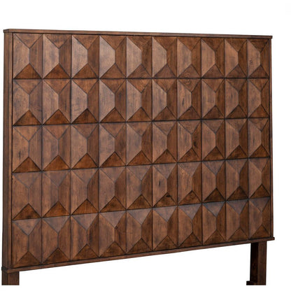 Trig Oversized Geometric Pine Headboard in Aged Brown – view 2