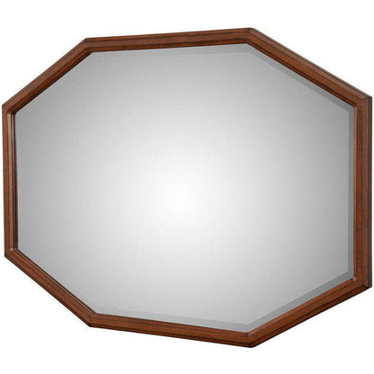 Trig Octagonal Pine Mirror with Beveled Glass in Aged Brown – view 3