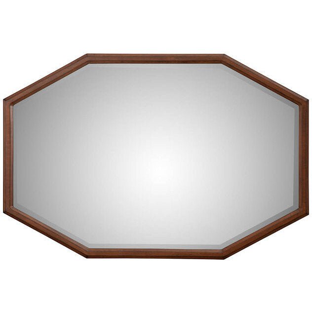 Trig Octagonal Pine Mirror with Beveled Glass in Aged Brown – view 2