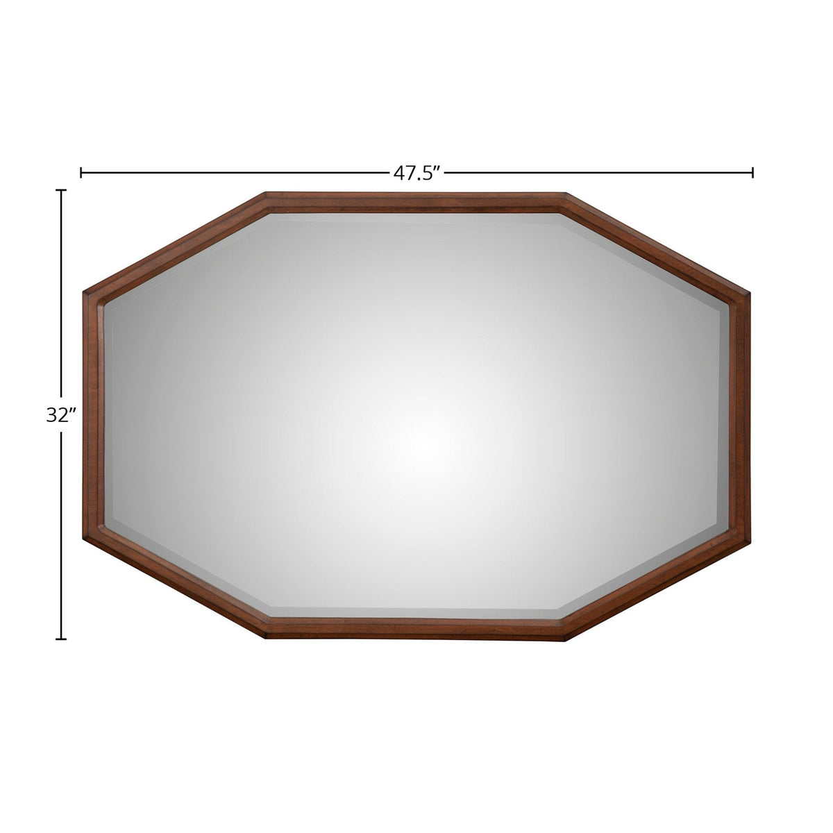 Trig Octagonal Pine Mirror with Beveled Glass in Aged Brown – view 5