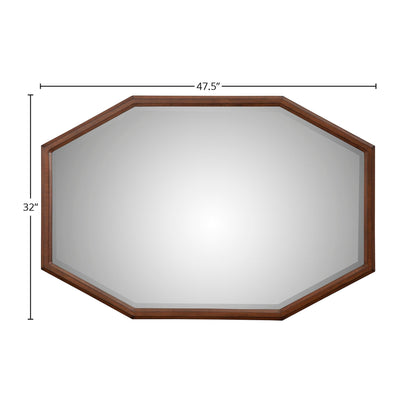 Trig Octagonal Pine Mirror with Beveled Glass in Aged Brown – view 5