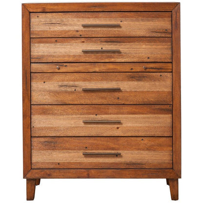 Trinidad Mahogany 5-Drawer Chest with Pull-Out Writing Shelf – view 3
