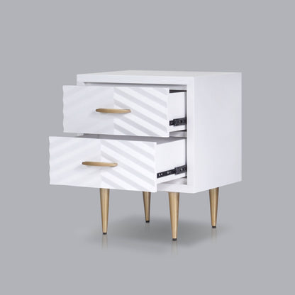 Trixie Modern White Nightstand with Two Drawers and Metal Legs – view 4