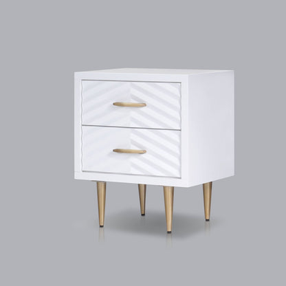 Trixie Modern White Nightstand with Two Drawers and Metal Legs – view 3