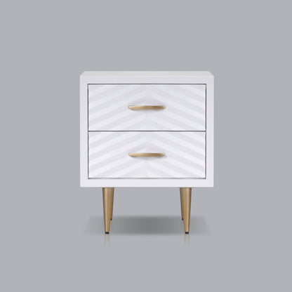 Trixie Modern White Nightstand with Two Drawers and Metal Legs – view 2