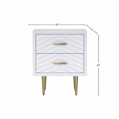Trixie Modern White Nightstand with Two Drawers and Metal Legs – view 6