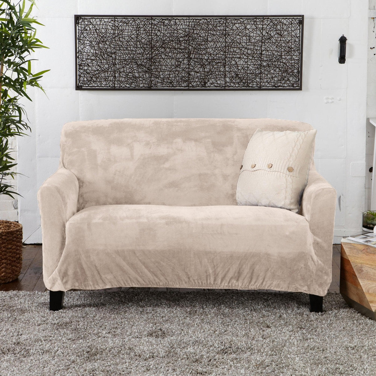 Velvet Stretch Slipcover – Gale Collection Form-Fit Sofa Cover – view 43