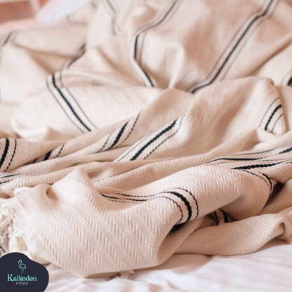 Handwoven Turkish Cotton Throw Blanket for Cozy Spaces