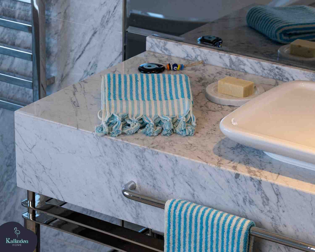 Striped Organic Turkish Cotton Hand Towel, Long 17 x 35 Inch – view 33
