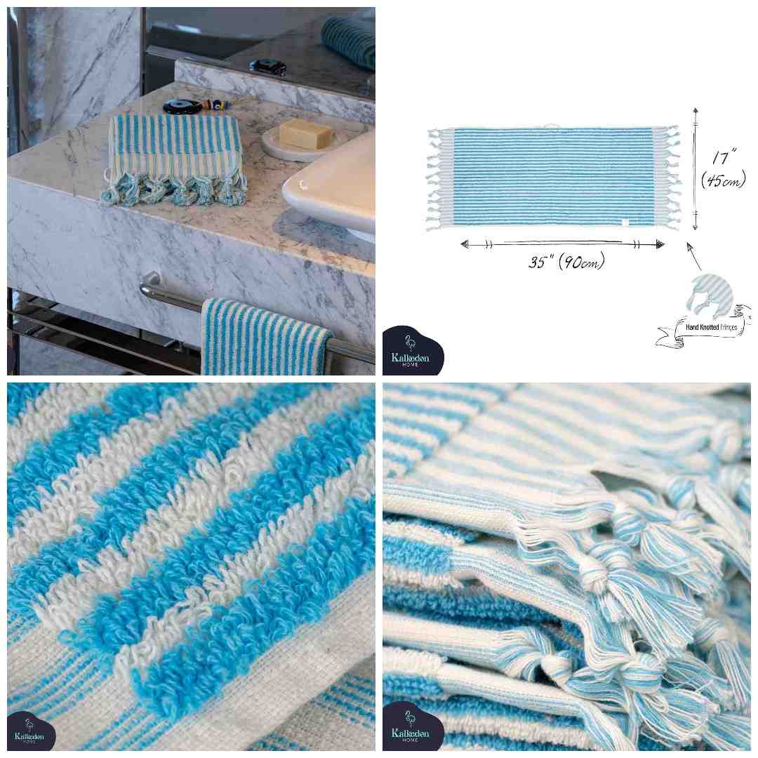 Striped Organic Turkish Cotton Hand Towel, Long 17 x 35 Inch – view 39