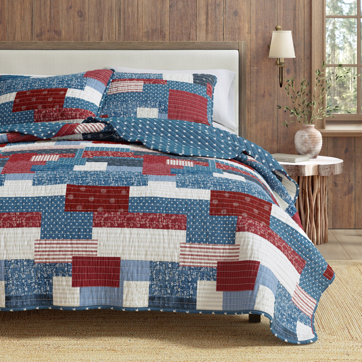 Americana Patchwork Microfiber Quilt Set – Lowel Collection – view 6