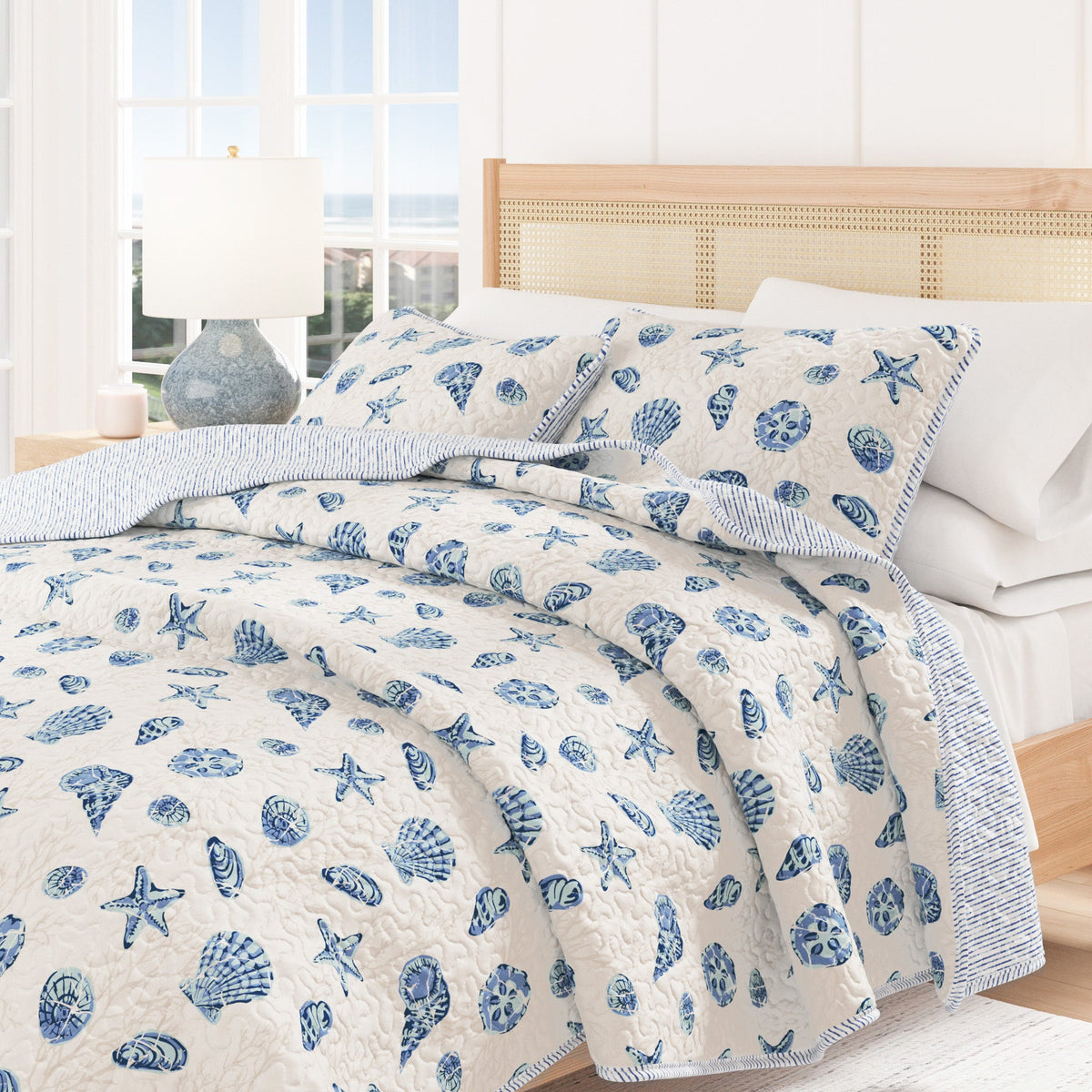 Bali Collection Blue Shells and Coral Coastal Quilt Set – view 6