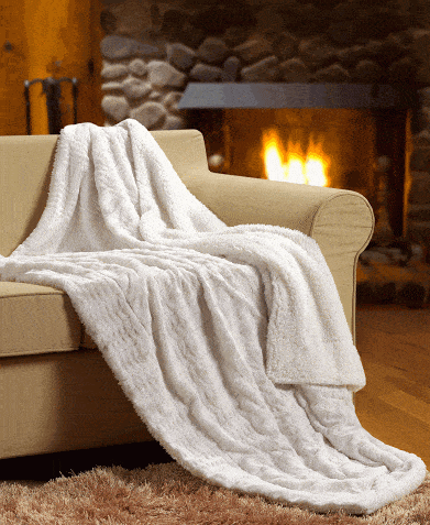Polar Ivory White Faux Fur and Sherpa Throw Blanket, Reversible – view 11