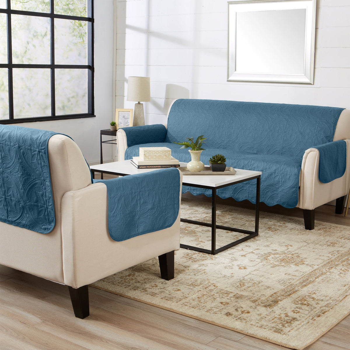 Medallion Stitch Furniture Protector – Elenor Collection Sofa Cover – view 35