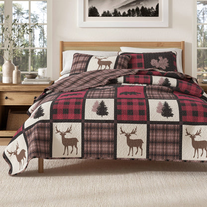 Reversible Plaid Lodge Quilt Set with Shams – Stonehurst Collection – view 13
