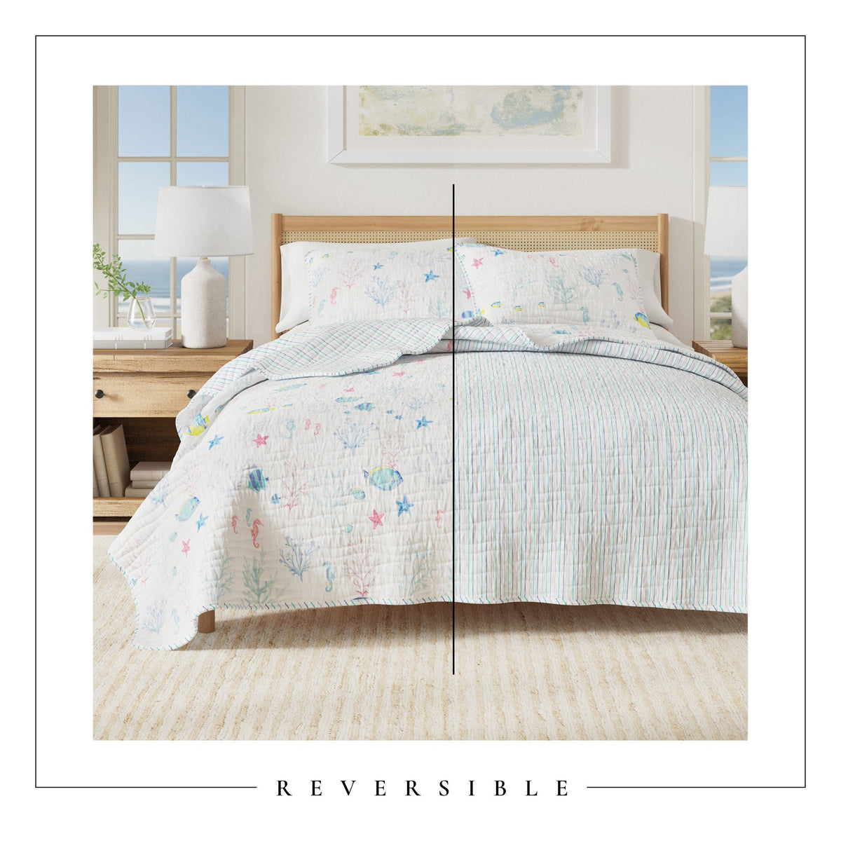 Colorful Coastal Seascape Reversible Quilt Set – Ryanne Collection – view 4