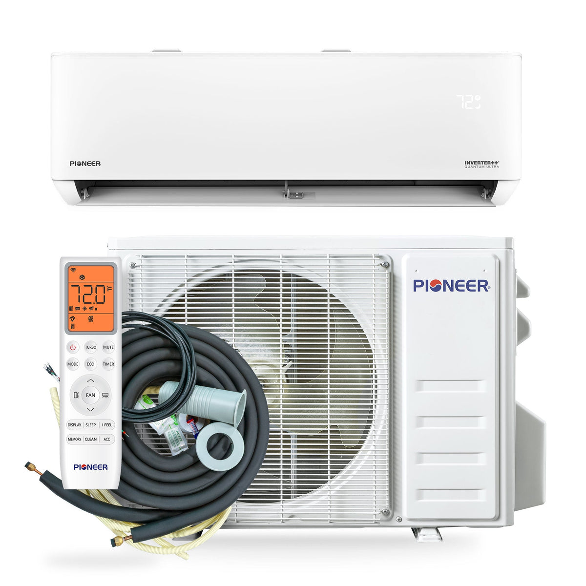 Pioneer Quantum Ultra 9,000 BTU 24 SEER2 230V High-Wall Ductless Energy-Star Mini-Split Air Conditioner Inverter Heat Pump Full Set – view 3