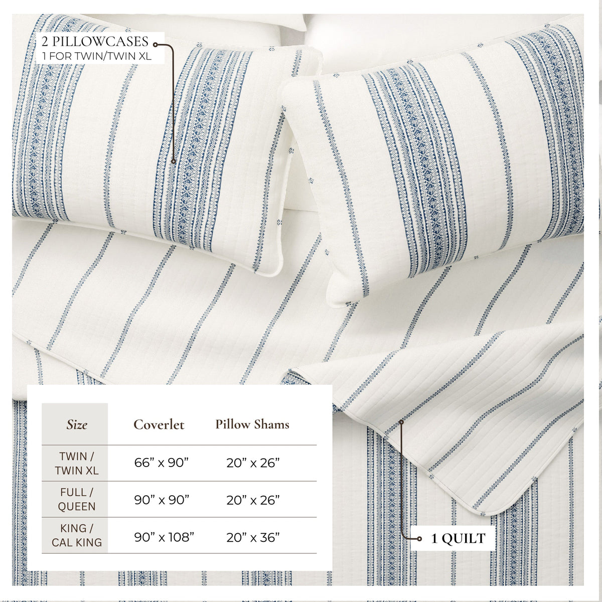 Classic Farmhouse Stripe Reversible Quilt Set – Wesley Collection – view 3