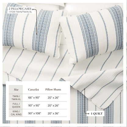 Classic Farmhouse Stripe Reversible Quilt Set – Wesley Collection – view 3