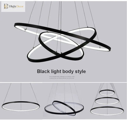 Unveiling Modern Cascading Ring LED Chandelier, Dimmable – view 20