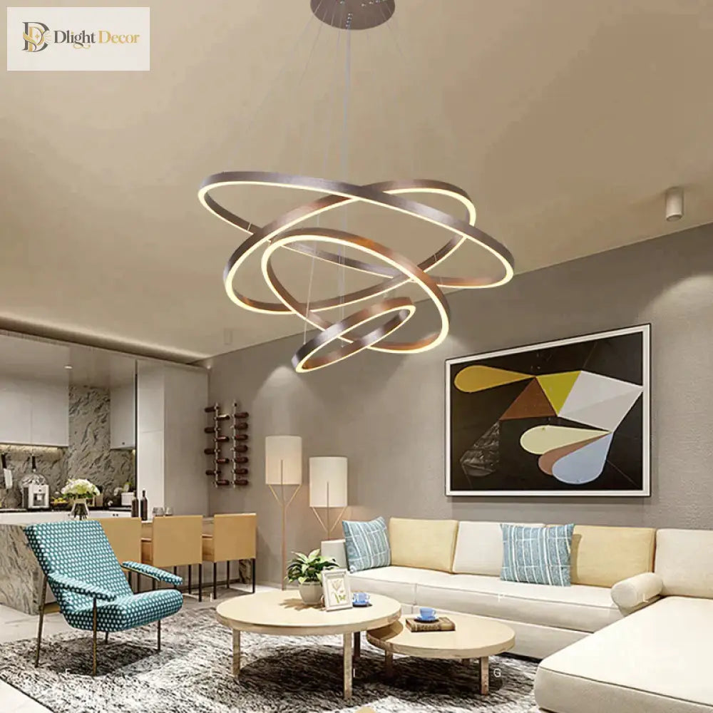Unveiling Modern Cascading Ring LED Chandelier, Dimmable – view 13